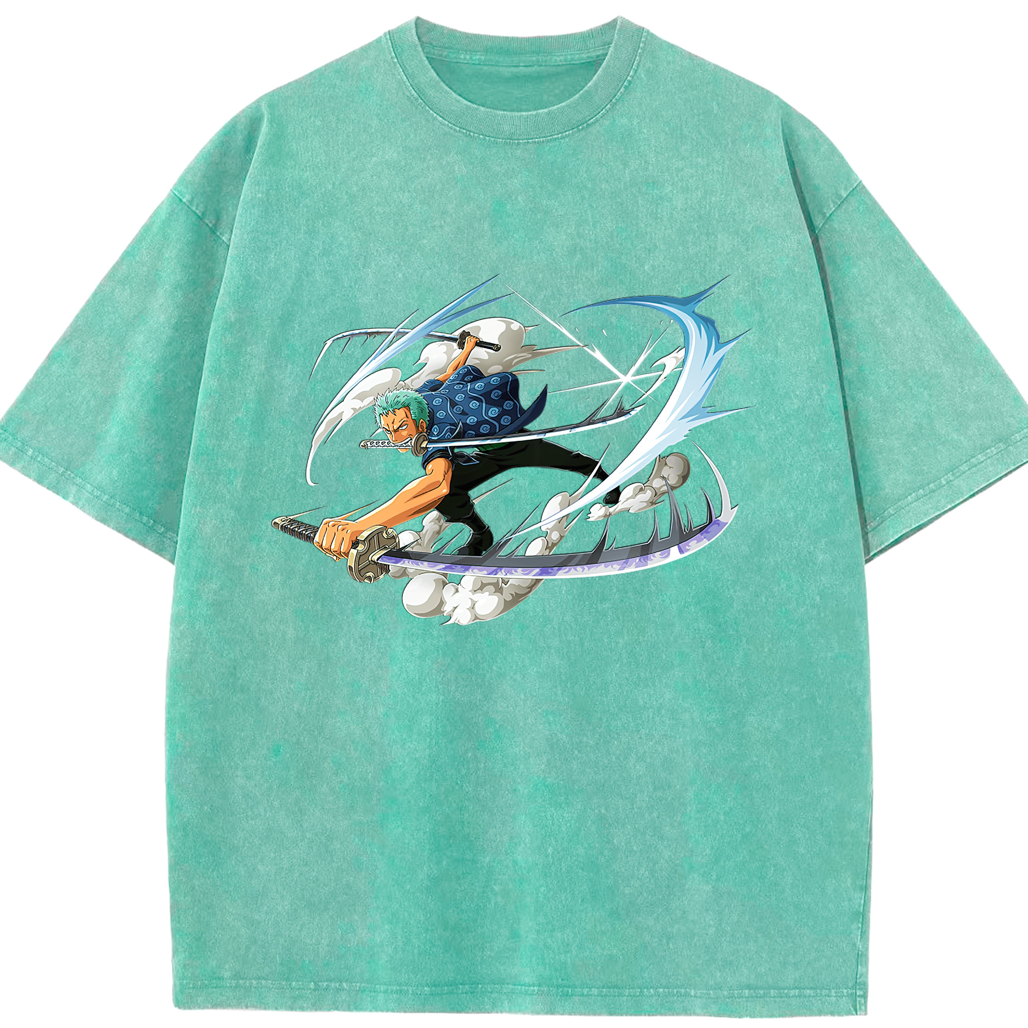 ワンピース ロロノア・ゾロ ONE PIECE Roronoa Zoro 綿100% ヴィンテージ風 半袖Tシャツ（フロントプリント）